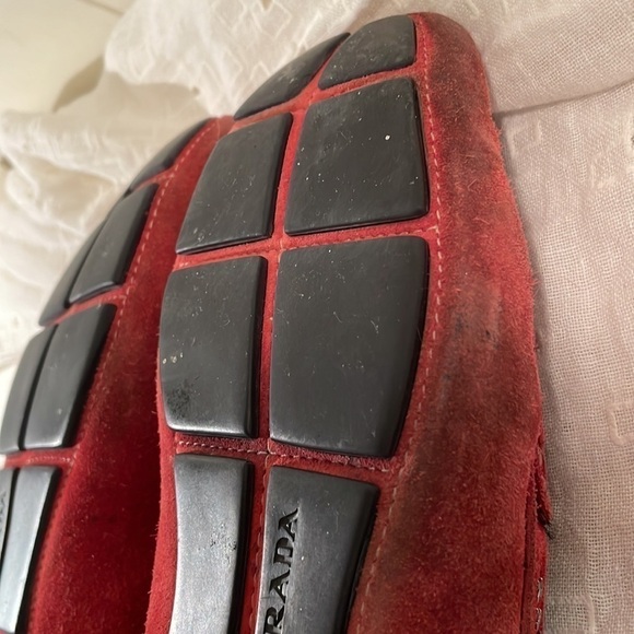 ?Host Pick?Prada RED Suede Driving Loafers Unisex main image 14